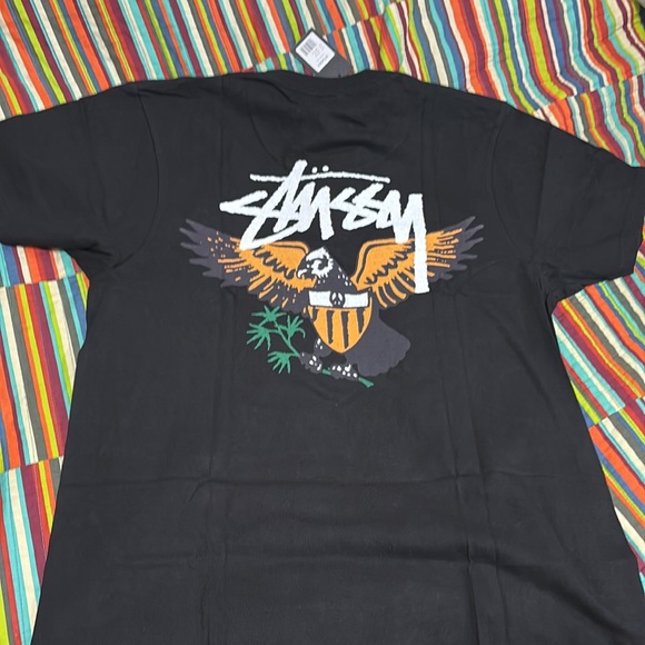 Sale Stussy Eagle Black Tee with Embroidered double side size medium Design new - Picture 1 of 10